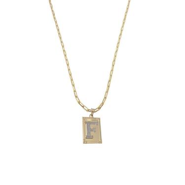 Imagem de Cordão 50Cm Masculino Feminino Pingente Letra F Banhado Ouro