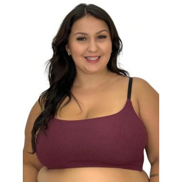 Imagem de Sutiã Plus Size Tecido Canelado Top Grande Felícia, Vinho, 52
