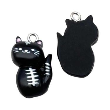 Imagem de Pingentes De Gato Em Resina 3D, 10 Peças, 15x22mm, Para DIY Em Pulseir