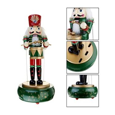 Imagem de U5GAAALPPQ9 Caixa de música de madeira 3 cores retrô redondo quebra-nozes baterista caixa de música presente de aniversário acessórios de decoração de casa 13.0 cm x 30.5 cm Melodious (Cor: Vermelho