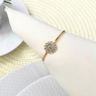 Imagem de 6 Anel Argola Porta Guardanapo Flor Cristal Luxo Para Casamentos