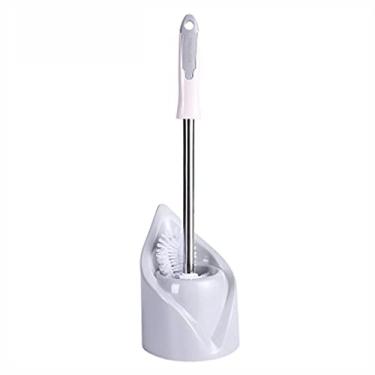 Imagem de Suporte de escova de vaso sanitário, escova de vaso sanitário, escova de vaso sanitário com alça antiderrapante e cerdas flexíveis, conjunto de escova de vaso sanitário e suporte para banheiro, escova