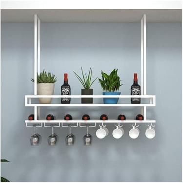 Imagem de HHHJQFAAT Rack de vinho para pendurar - barra de ferro, suporte de copo de vinho de cabeça para baixo, rack suspenso para armário de vinho em casa, rack de armazenamento decorativo/ouro/80 x 30 cm