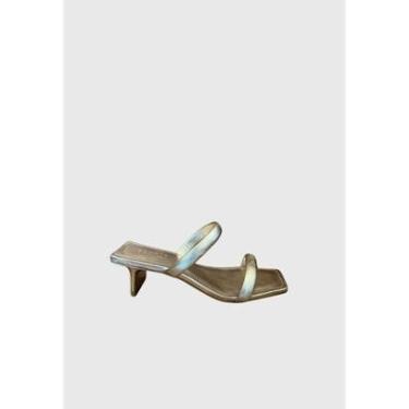 Imagem de Sandália Salto Baixo Metálica Dourada Schutz-Feminino