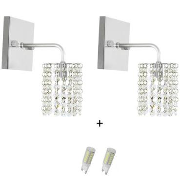 Imagem de 2x Arandelas Cristal Leg. Clearcast + Lâmpadas 6000k branca - MARRYLUZ