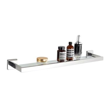 Imagem de Prateleira de Vidro Porta Shampoo em Aço Inoxidável de Parede