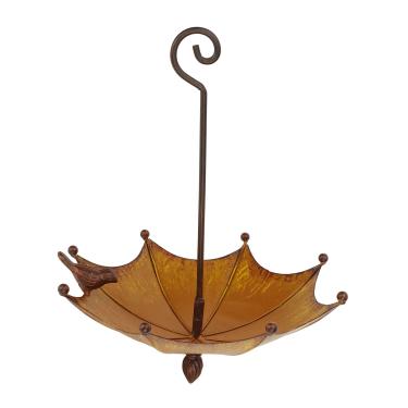 Imagem de Alimentador de pássaros em forma de guarda-chuva de metal e ferro, requintado, pendurado, alimentador de pássaros para casa, quintal, jardim, resistente, decorativo, bandeja de