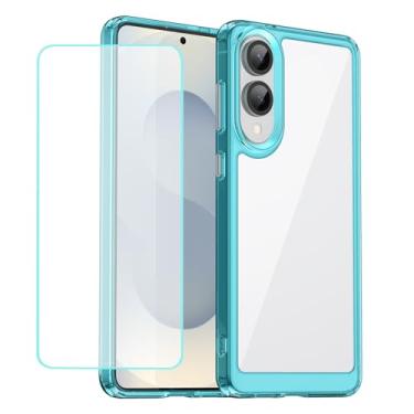 Imagem de Wanyuexes Capa para Galaxy S25 Edge/Galaxy S25 Slim SM-S937U1 Capas com protetor de tela de vidro temperado, parte traseira rígida transparente de policarbonato e capa protetora de TPU para Samsung