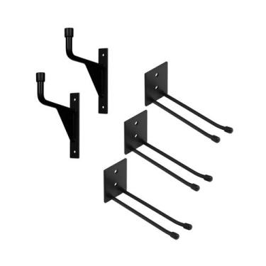 Imagem de Kit de Pendurar 3 Suportes Cabo de Rodos e Vassoura + 2 Suportes Escad