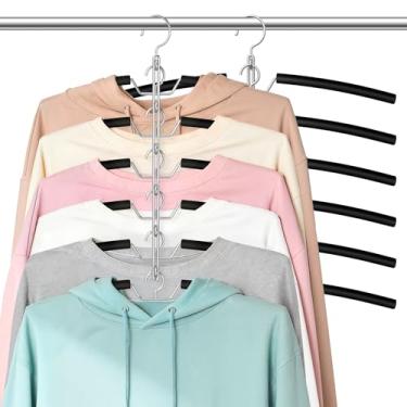 Imagem de Cabides para camisa que economizam espaço, antiderrapante, 6 camadas removíveis, acolchoados, organizadores de camisa para organizadores de armário e armazenamento para suéter, blusa, casaco, preto