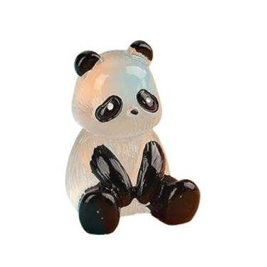 Imagem de Pequenos pandas de resina, pequenas estatuetas de panda - Figuras de animais portáteis brilham no escuro - Estatuetas de pandas de resina de artesanato requintado para colegas de amigos da família