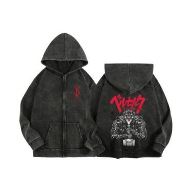 Imagem de Moletom Unissex Com Zíper E Capuz Estampado Anime Berserk Harajuku Gót