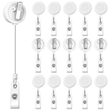 Imagem de Sayglossy 15 carretéis retráteis de porta-crachá jacaré com clipe giratório de 360 graus, carretéis de crachá de 63 cm, porta-cartões de identificação, clipes para enfermeiras e trabalhadores de