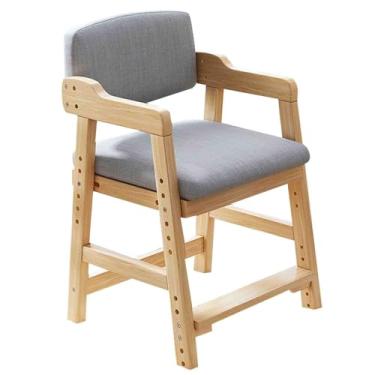 Imagem de Cadeira de estudo de madeira maciça ajustável - Cadeira infantil de jantar e escritório para uso doméstico, perfeita para desktops no escritório, design durável e confortável