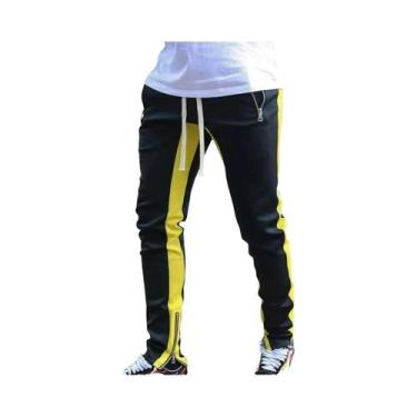 Imagem de Calças Esportivas Casuais Masculinas De Algodão Com Bolso Com Zíper, C