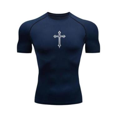 Imagem de Camiseta Masculina De Compressão Com Estampa De Cruz Cristã, Secagem R