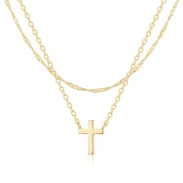 Imagem de Pancert Colar feminino de ouro 14K banhado a ouro/prata 14 quilates, conjunto de colar de diamante para mulheres, simples, delicada, zircônia cúbica, acessórios de joias modernas, Latão, Sem Pedra