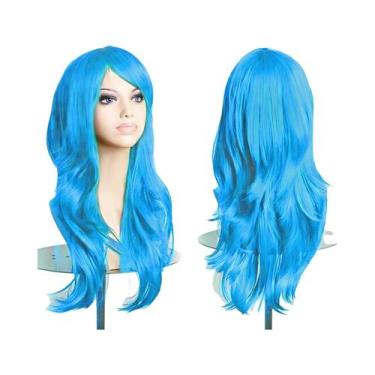 Imagem de Peruca Sintética Ondulada Rosa Roxa De 70 Cm De Comprimento Para Mulhe