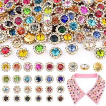 Imagem de 120 peças costuradas em strass, cristais pedras de vidro garra de metal misturada 8 mm 10 mm 12 mm 14 mm, strass de girassol flatback para artesanato, roupas, sapatos, chapéus, acessórios (cor mista)