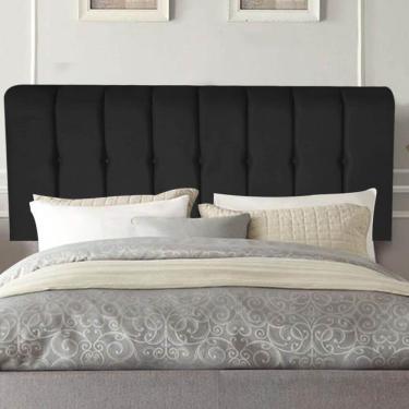 Imagem de Painel Estofada Kiara 90cm Solteiro Box Quarto Suede Preto - Gat Magazine
