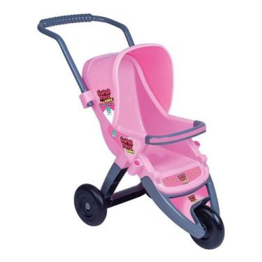 Imagem de Carrinho De Boneca Rosa Com Alça E 03 Rodas - Supertoys