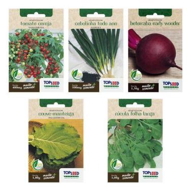 Imagem de Kit 5 Sementes Couve Tomate Cebolinha Beterraba Rúcula - Topseed