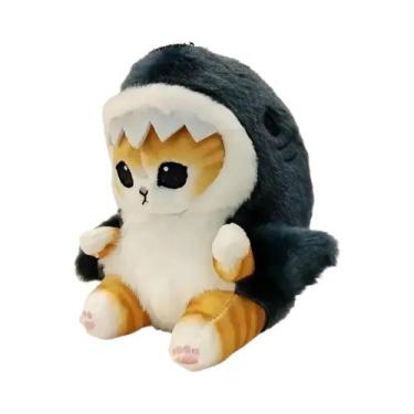 Imagem de Boneco De Pelúcia Gato Tubarão Fofo 12-15CM, Chaveiro Para Decoração D