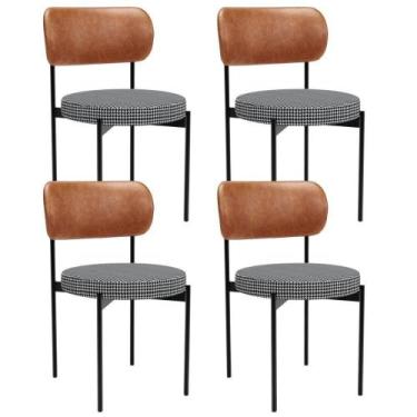 Imagem de Kit 04 Cadeiras Estofadas Para Sala De Jantar Louvre L02 material sint