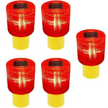 Imagem de Sinalizador Solar Kit 5 Viario Cone Obra Estrada Rodovia Transito Aven