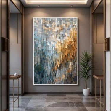 Imagem de Quadro com Moldura e Acrilico Cristal Vidro Mosaico Textura para Sala,