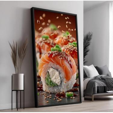 Imagem de Quadro com Moldura e Acrilico Cristal Vidro Sushi Bar Restaurante para