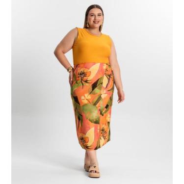 Imagem de Saia Midi Plus Size Secret Glam Laranja, Plus G2, Laranja