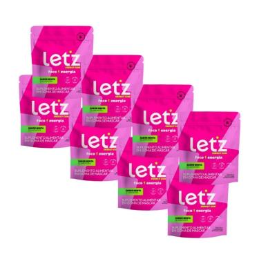 Imagem de Kit 8x Chicletes Energéticos Pré treino Letz Gum, com Cafeína e Taurina Sabor Menta-Unissex
