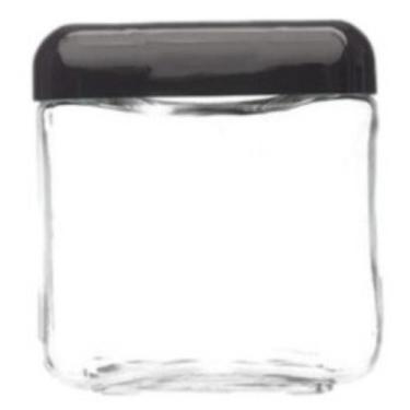 Imagem de Pote 750ml Recipiente De Vidro Quadrado Liso Invicta, PRETO