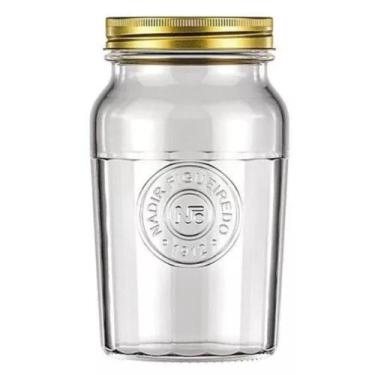 Imagem de Pote Vidro Americano Vintage Transparente Com Tampa 1000ml - Nadir