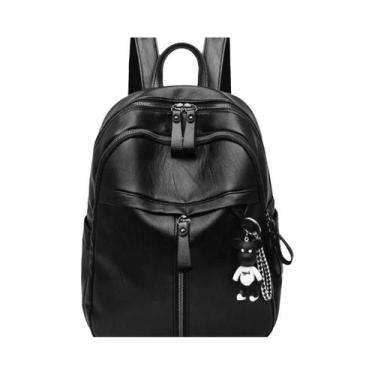 Imagem de Mochila Casual Preta Simples Para Mulheres, Bolsa Transversal De Um Om