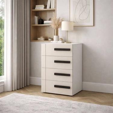 Imagem de Gaveteiro Lisboa 4 Gavetas Creme/Branco - Politorno
