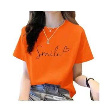 Imagem de Camiseta Feminina Solta De Manga Curta, Alta Qualidade, Decote Redondo