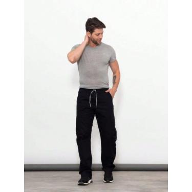 Imagem de Calça Masculina Cargo Sarja Preta Black Premium Com Cordão Ajustável -