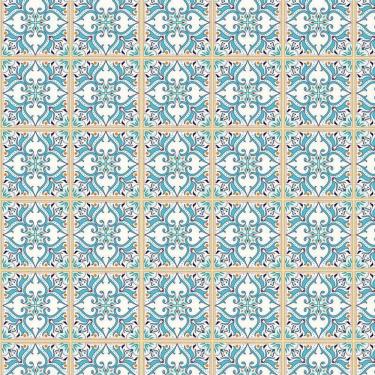 Imagem de Papel Parede Arabesco Azulejo Azul Claro Quarto Casal Sala