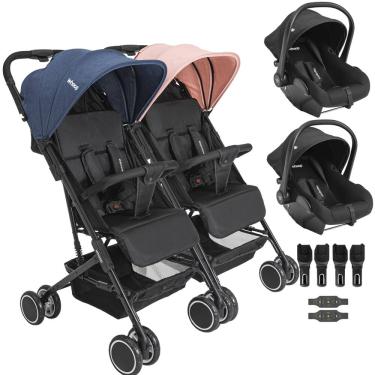 Imagem de Carrinho Kiddo Gemeos com 2 Bebe Conforto Colinho Mascote Casal