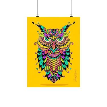 Imagem de Placa Decorativa Coruja Maori Colorido 20x30cm em MDF 2mm