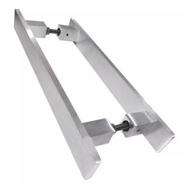 Imagem de Puxador Barra Chata Reto Luxo 4X1 Maciço Escovado - 50 Cm