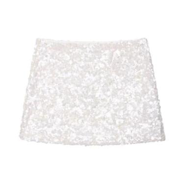 Imagem de Saia Mini De Cintura Alta Com Lantejoulas Para Mulheres Estilo Y2K A-L