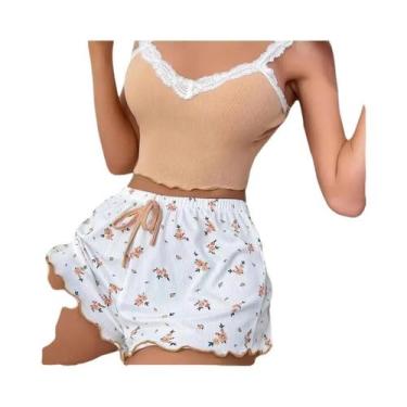 Imagem de Conjunto De Pijama Feminino Rosa Com Renda E Decote V, Camisola Sexy, 