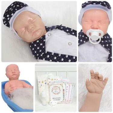 Imagem de Boneco Reborn Levi Menino Dormindo Enxoval Coroa Acessórios - Cegonha 