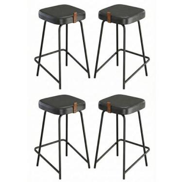 Imagem de Kit 04 Banquetas Médias Para Cozinha Vik Estofada material sintético P