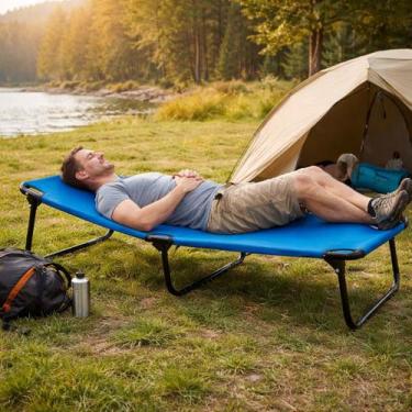 Imagem de Cama De Campanha Dobrável Portátil Camping Catre Pesca Praia Viagem Re