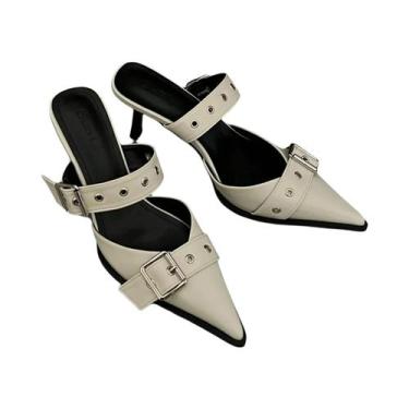 Imagem de Sandálias Femininas Prateadas De Salto Alto Com Fivela Pontiaguda E Sa