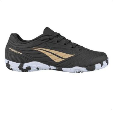 Imagem de Chuteira Infantil Futsal Penalty Matis, Preto, Dourado, 36